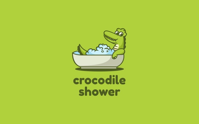 Krokodil Douche Cartoon Logo