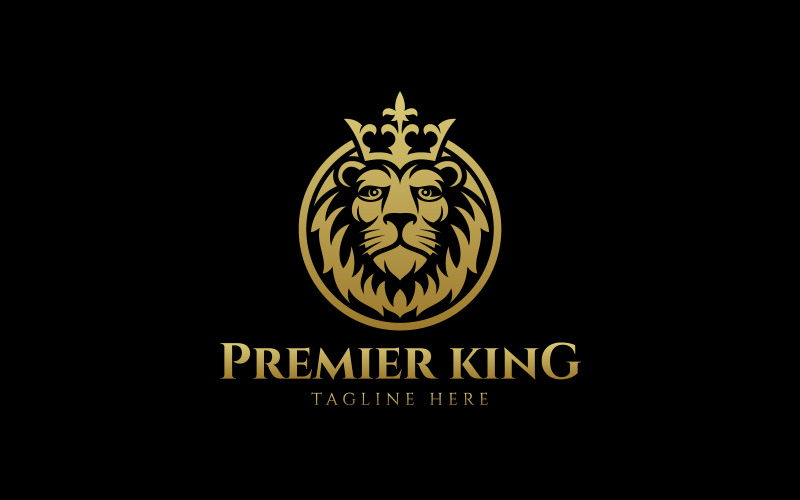 Modelo de design de logotipo Premier King-Lion