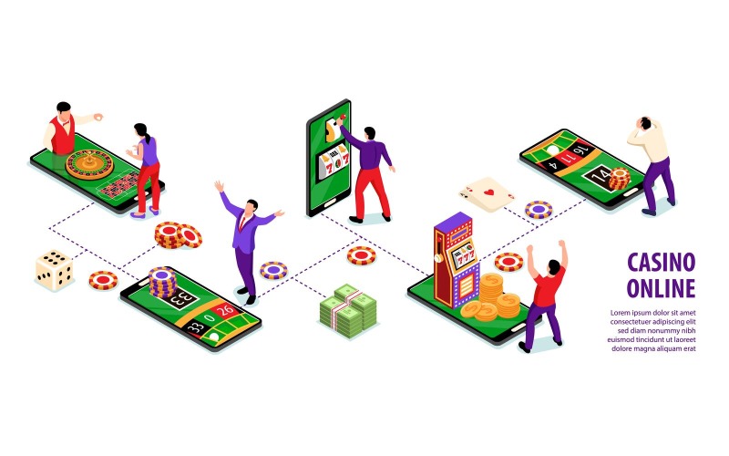 Isometric Online Casino Infographics 200810528 Vector Illustration Concept