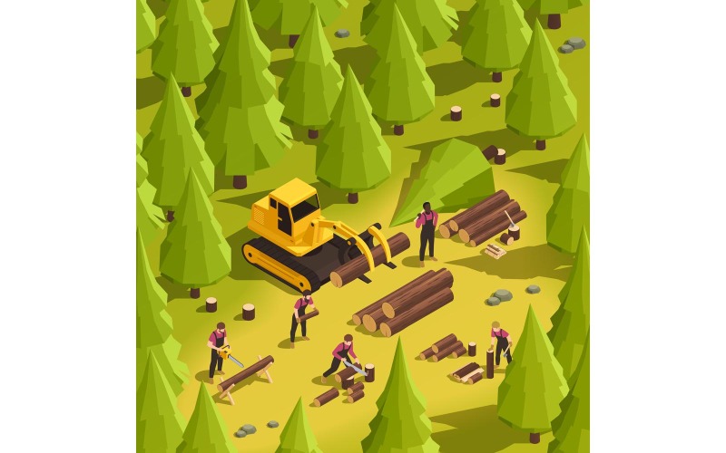 Sawmill Timber Mill Lumberjack Isometric 200910134 Vector Illustration ...