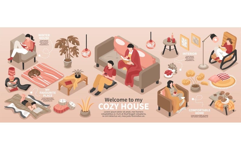 Isomtric Cozy Infographics 201012120 Vector Illustration Concept