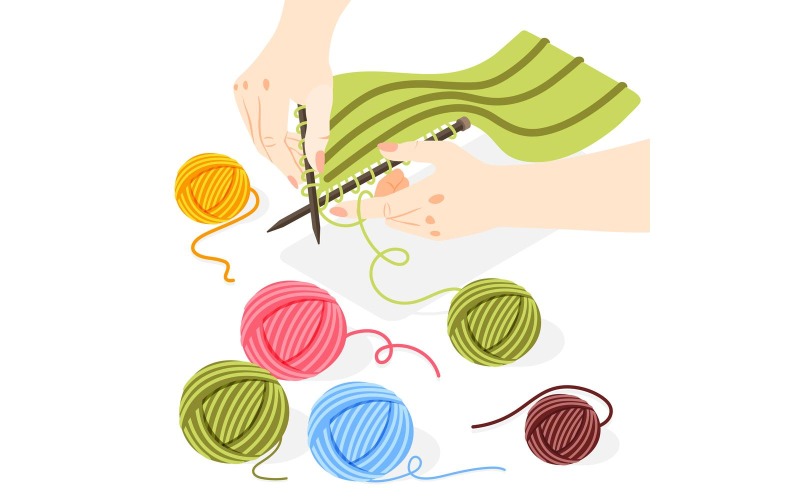 Knitting izometryczny tło 201030134 wektor ilustracja koncepcja