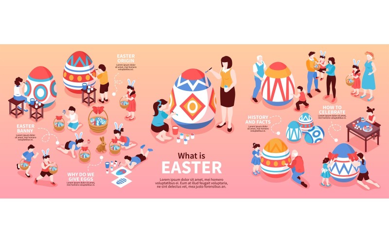 Isometric Easter Infographics 201112121 Vector Illustration Concept