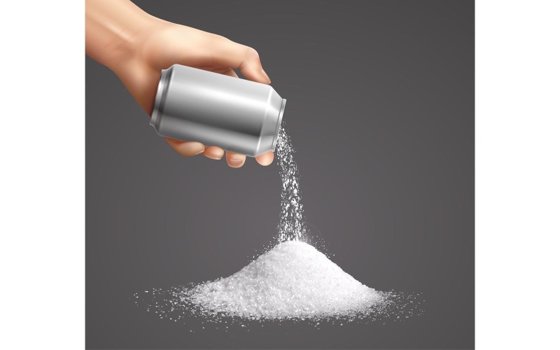 Concepto de agua de soda de azúcar blanco realista 201130921 concepto de ilustración vectorial