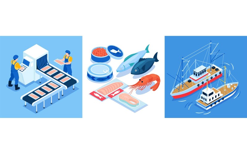 Isometric Fishing Production Design Concept 201112137 Vector ...