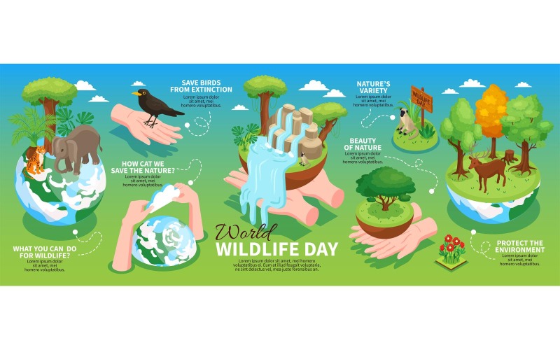 Isometric World Wildlife Day Infographics 201112141 Vector Illustration ...