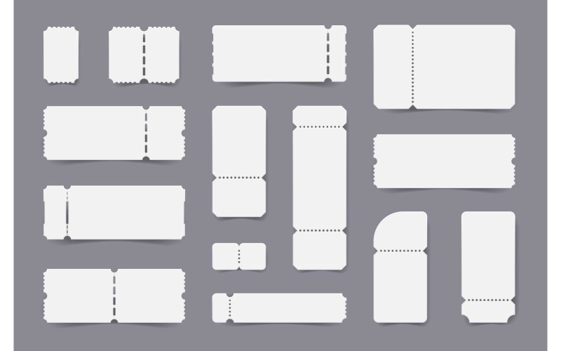 Realistic Empty Ticket Templates Coupon Mockup Set 201151802 Vector Illustration Concept