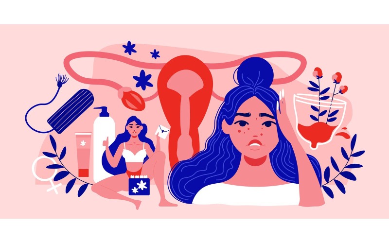 Painel de menstruação rosa ilustração do vetor. Ilustração de isolado -  224284276