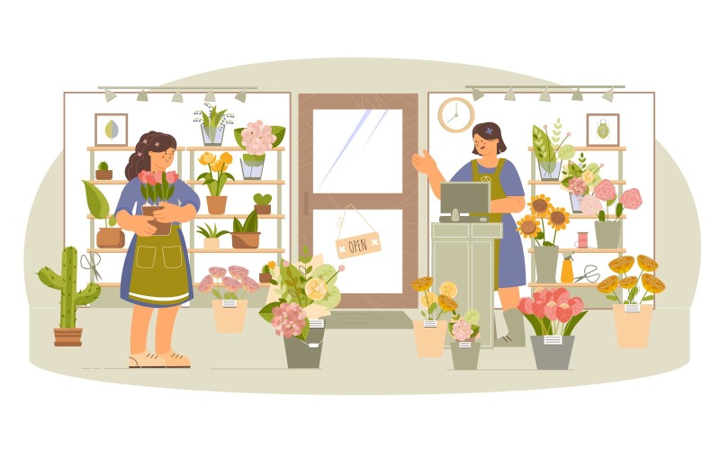 Flower Shop Flat 201160202 Vector Illustration Concept