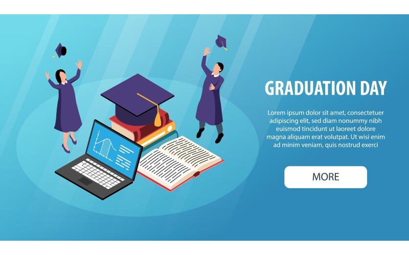 Isometric Graduation Horizontal Banner 201210520 Vector Illustration ...