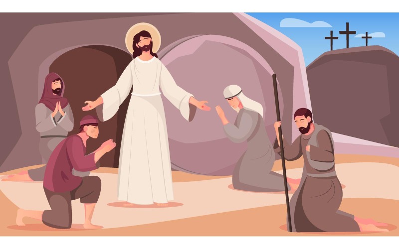 Jezus Zmartwychwstanie Płaskie 201251139 Ilustracja Wektorowa Koncepcja