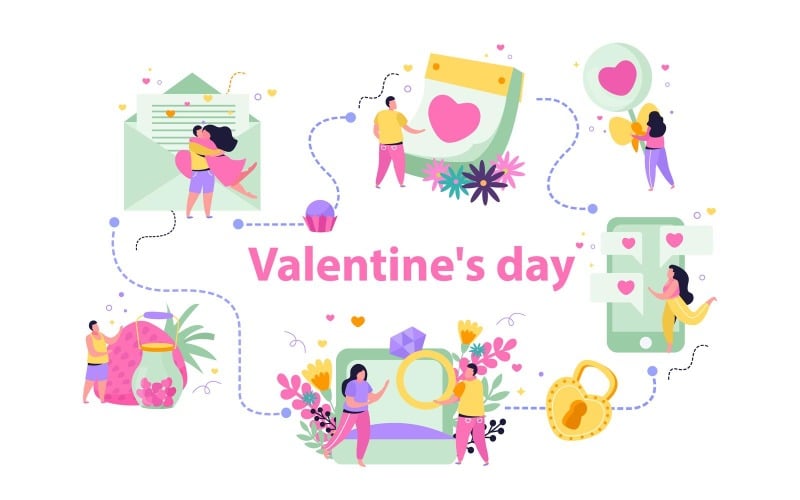 Valentine'S Day Flat Composition 201240211 Vector Illustration Concept