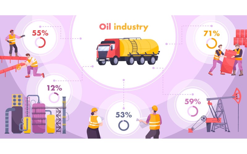 Industria petrolifera Infografica Piatto 201150711 Illustrazione Vettoriale Concept