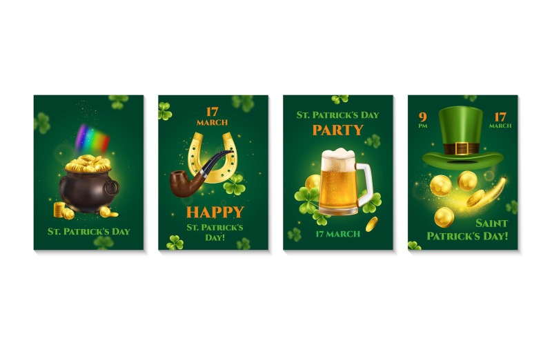 Realistiska Patrick Day Banner Set 201230504 vektorillustration koncept