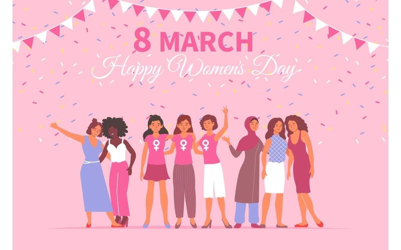 Womens Day Card Flat 201150622 Vector Illustration Concept
