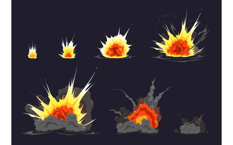 Bomba Explosión Fuego Explosión Animación 201251810 Concepto Ilustración Vector