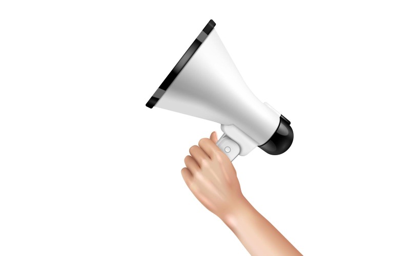 Megafone de alto-falante na mão conceito de ilustração vetorial realista 201121132