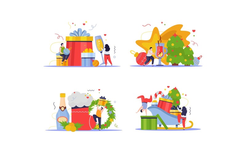 Merry Christmas And Happy New Year 4X1 201140211 Vector Illustration Concept