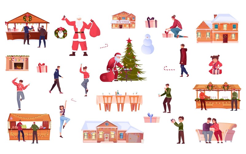 Natale impostato piatto 201151101 illustrazione vettoriale Concept