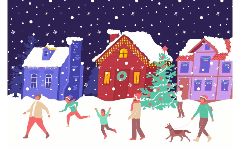 Natale luci della casa piatta 201150604 illustrazione vettoriale Concept