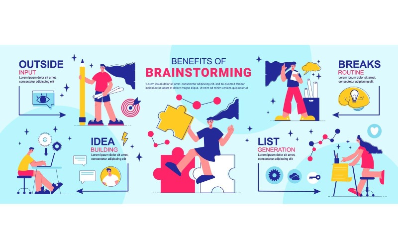 Brainstorm Teamwerk Infographics 201060543 Vector Illustratie Concept