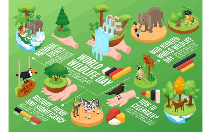 Isometric World Wildlife Day Horizontal Illustration 201112140 Vector ...