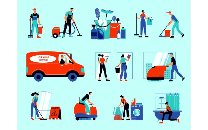 Cleaning Color Set 201060537 Vector Illustration Concept