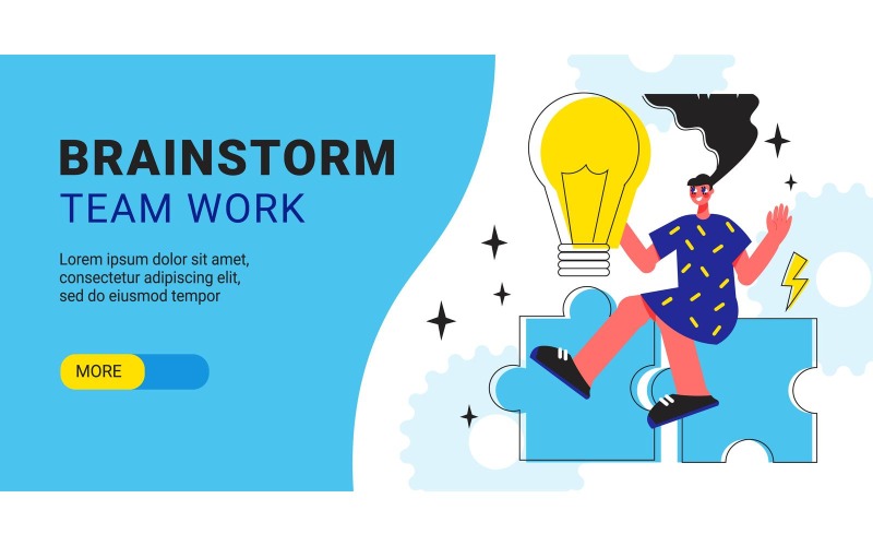 Lluvia de ideas Trabajo en equipo Banner horizontal 201060506 Concepto de ilustración vectorial