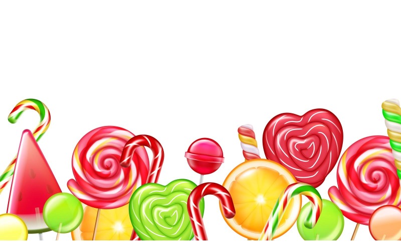 Bonbons Karamell Lollypops Realistische Komposition 1 201021109 Vektor-Illustration-Konzept