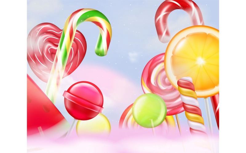 Magic Lollypops Candy Land Realistisches 201021113 Vektor-Illustrations-Konzept