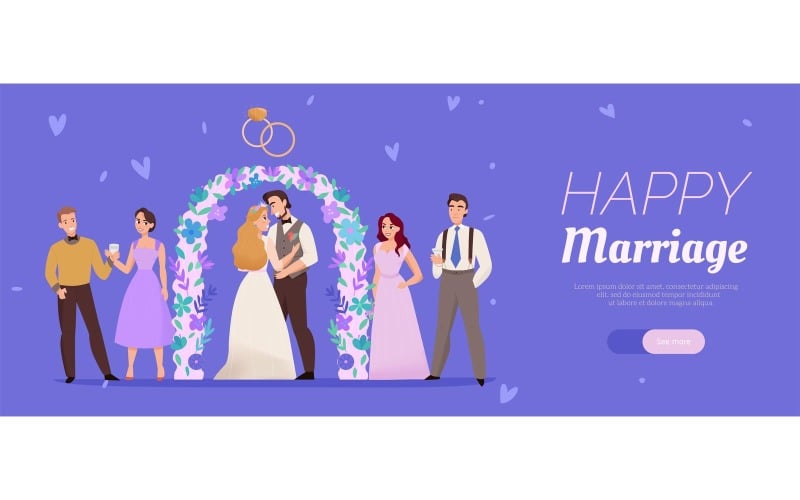 Marriage Ceremony Wedding Horizontal Banner 201030529 Vector Illustration Concept