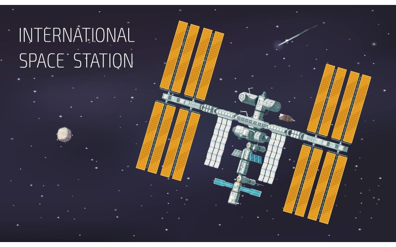 Ilustración de la estación espacial internacional orbital 201012618 Concepto de ilustración vectorial