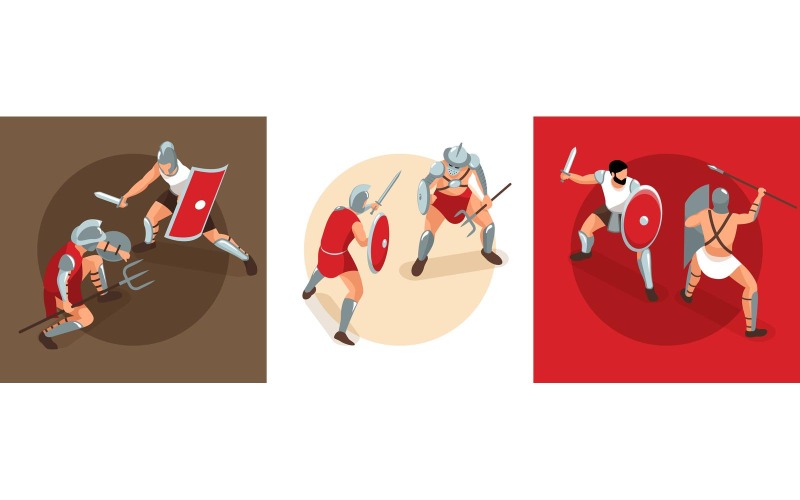 Isometric Ancient Rome Gladiators Design Concept 201010528 Vector ...