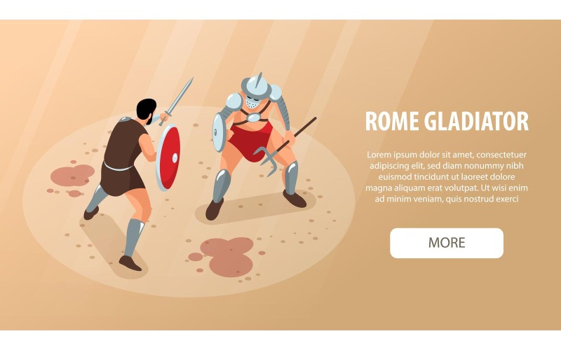 Isometric Ancient Rome Gladiators Horizontal Banner 201010527 Vector ...