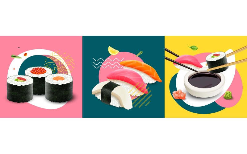 Concept Design Sushi Réaliste 200900706 Concept Illustration Vectorielle