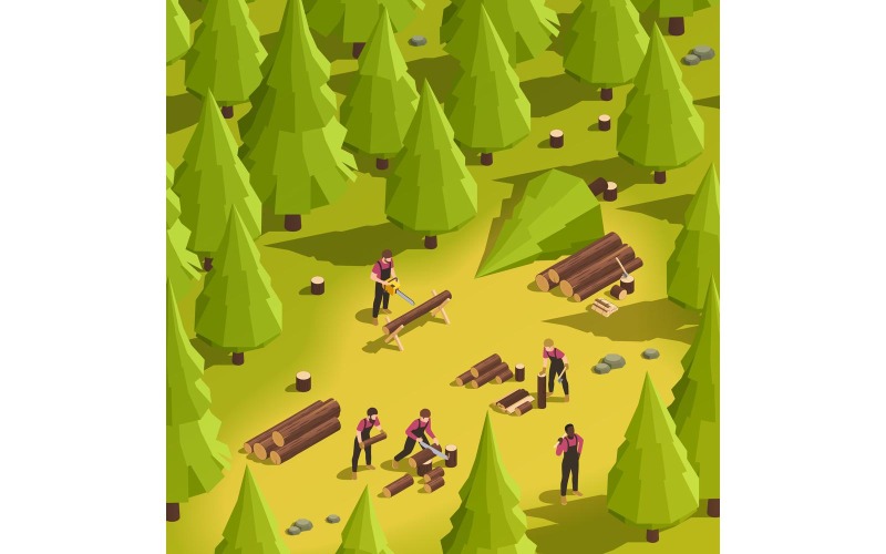 Sawmill Timber Mill Lumberjack Isometric 200910111 Vector Illustration ...