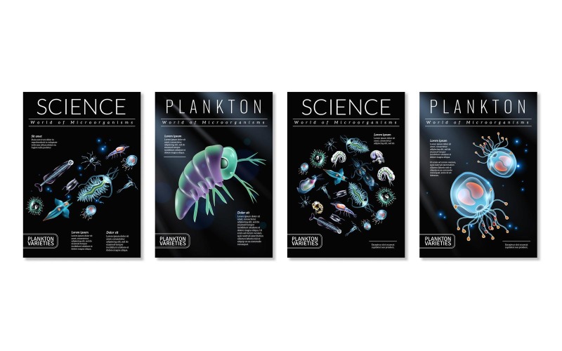 Plancton Poster Set-001 190110721 Concepto de ilustración vectorial