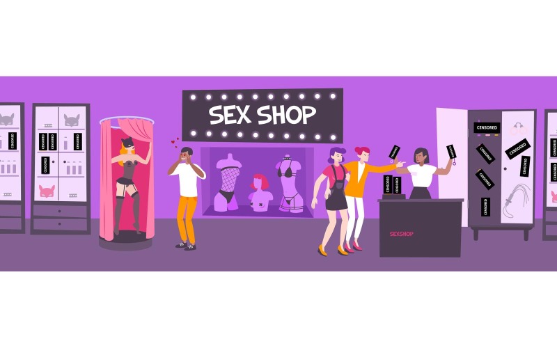 Sex Shop Illustration Flat-01 191150744 Concepto de ilustración vectorial