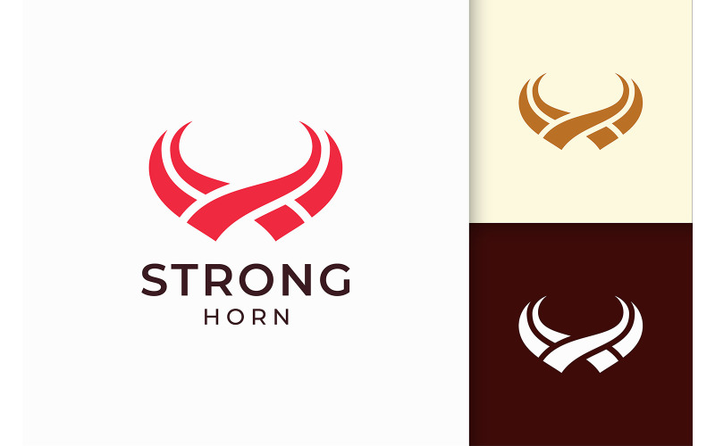 Abstraktes Horn-Logo in einfarbiger roter Farbe
