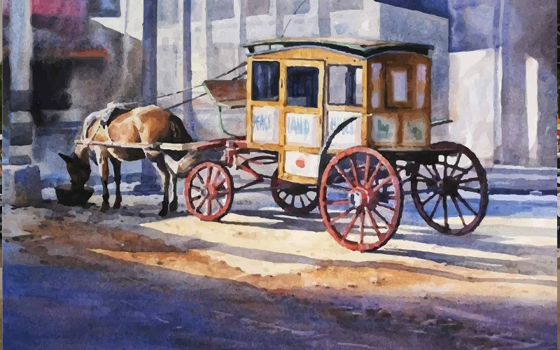 Акварель Закуска с автомобилем красивая рисованная иллюстрация