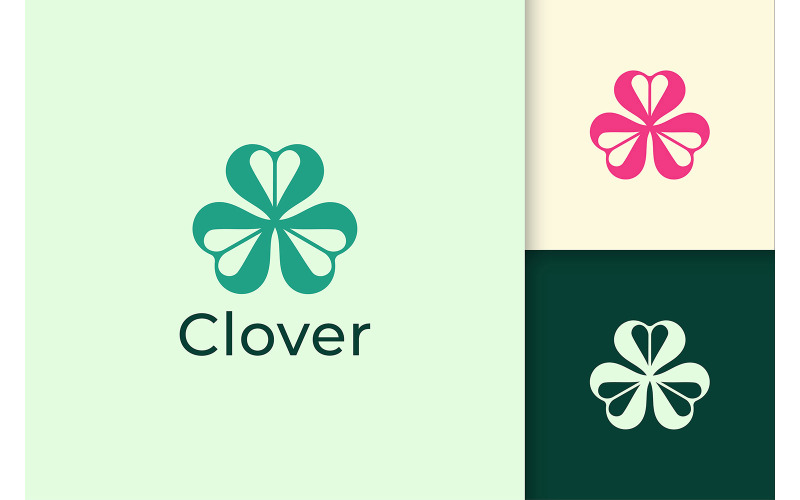 Logo di trifoglio con semplice forma d'amore