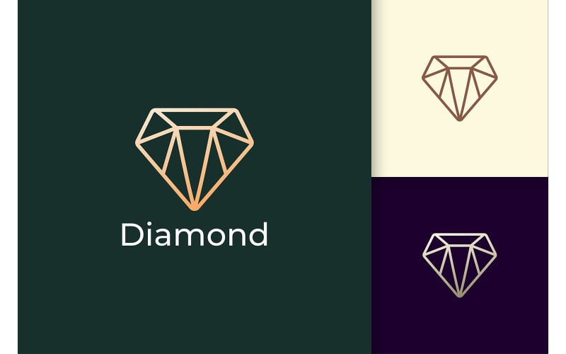 Logo Gem de luxe en forme de ligne de diamant