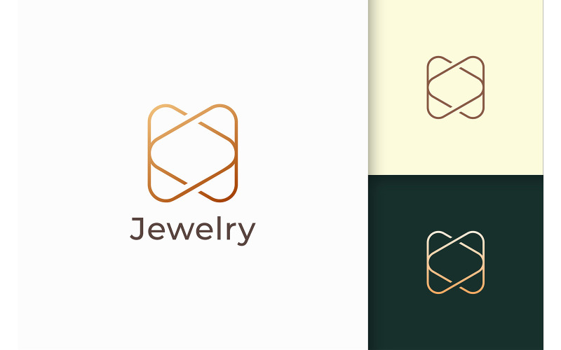 Logotipo de joia de ouro simples e luxuoso em formato de linha