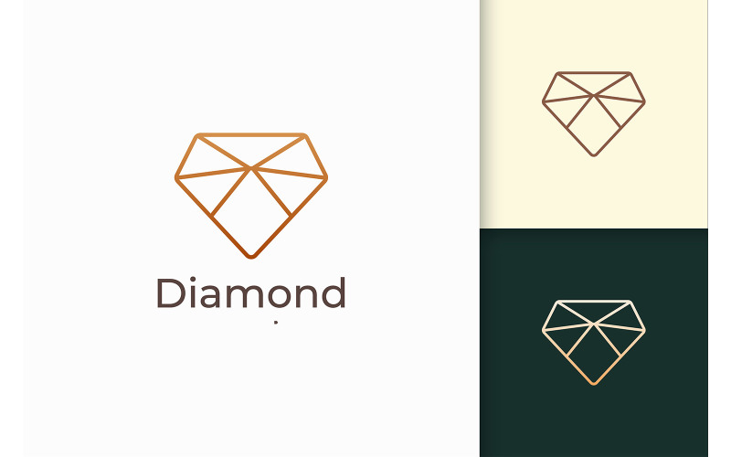 Luxury Gem and Jewel Logo in Diamond Line Shape