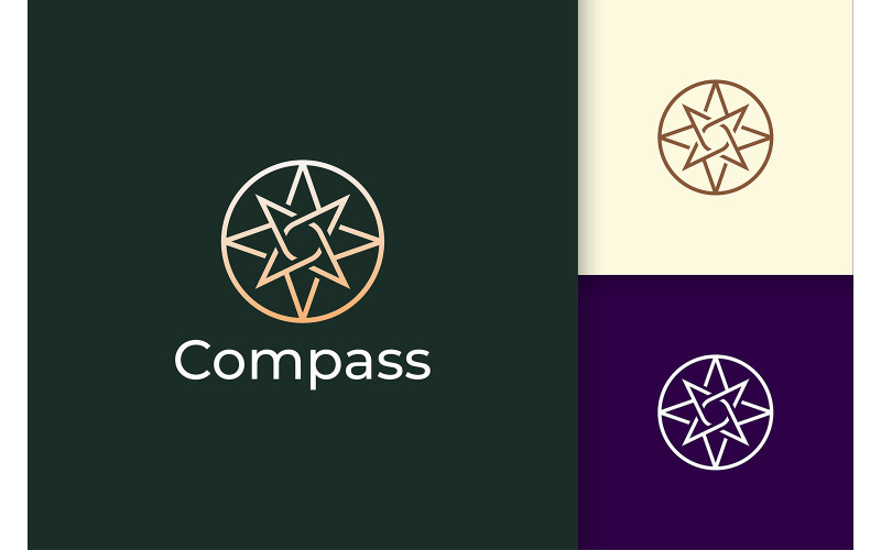Logo Compass w nowoczesnym i luksusowym stylu reprezentuje ekspedycję