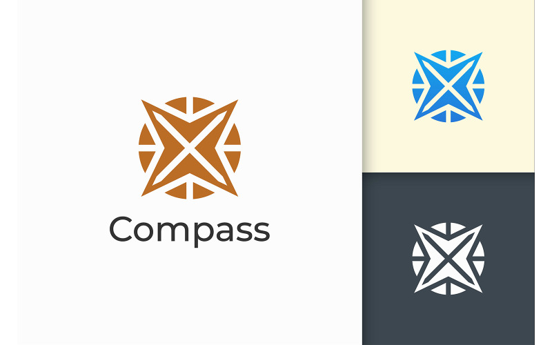 Логотип компаса в современном и абстрактном стиле представляет путешествие