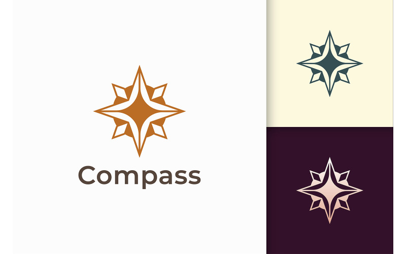 Логотип компаса в современном и роскошном стиле представляет выживание