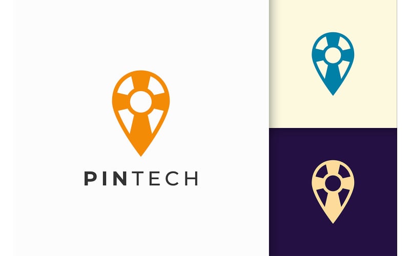 Logotipo de pin o punto en forma moderna para Tech Company