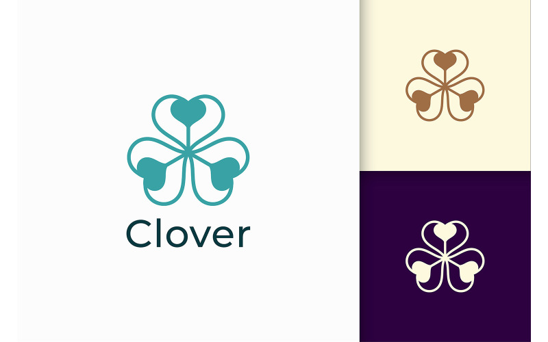 Logotipo de trevo ou santo com forma de amor simples