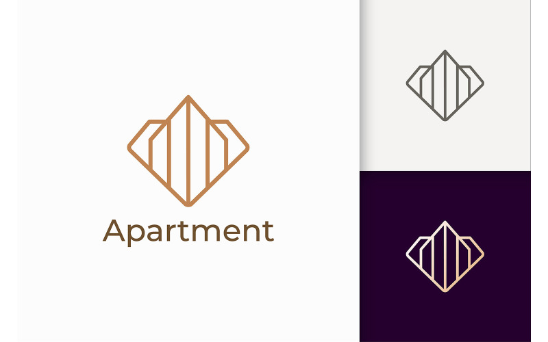 Logotipo do apartamento ou edifício em forma de diamante